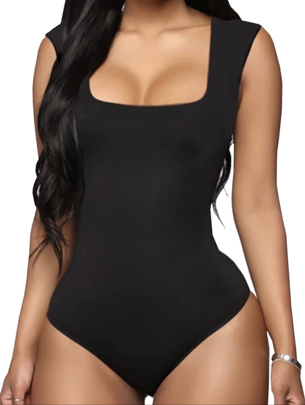 Women's Black Sleeveless Bodysuit